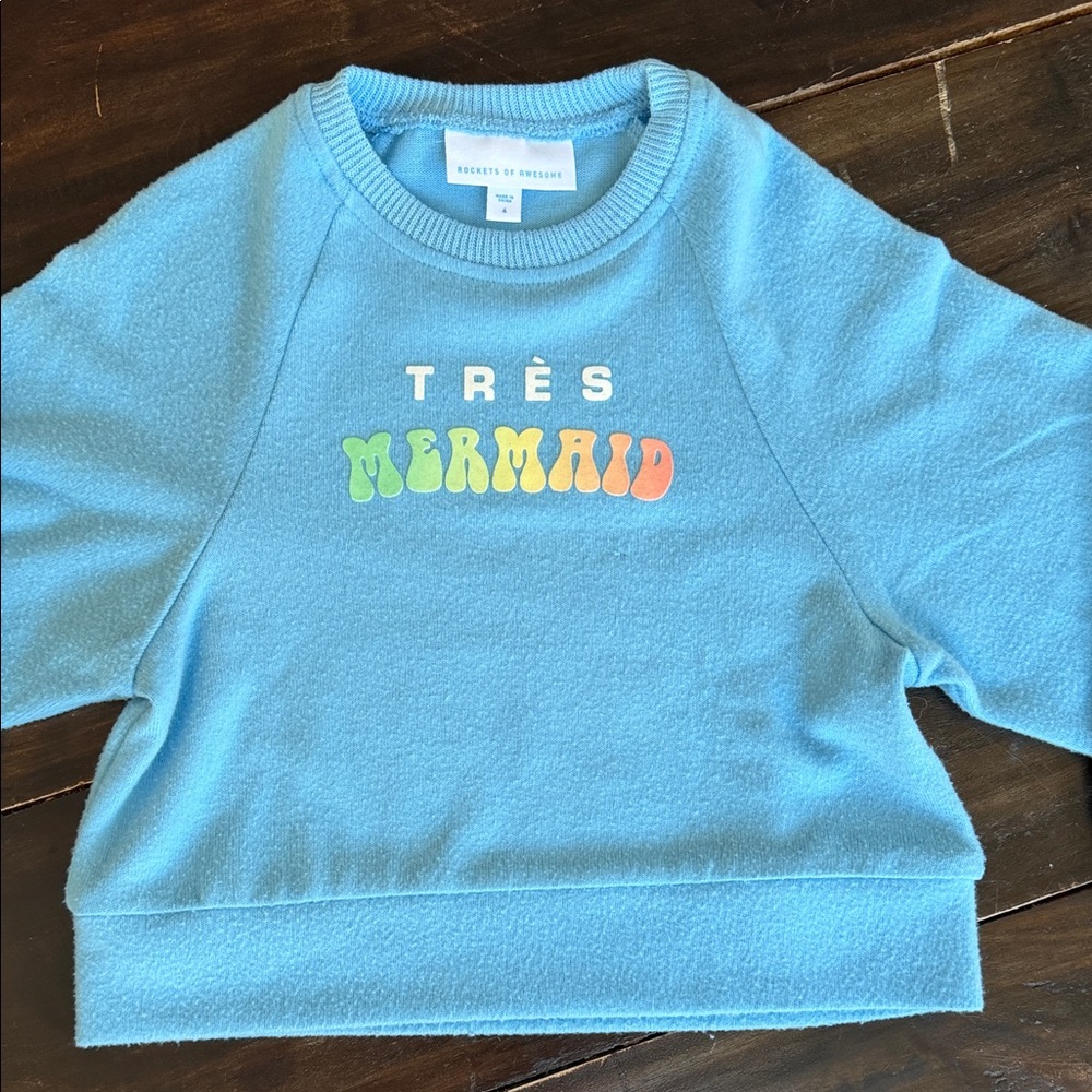 Rockets of Awesome Kids 'Très Mermaid' Blue Fleece Sweatshirt